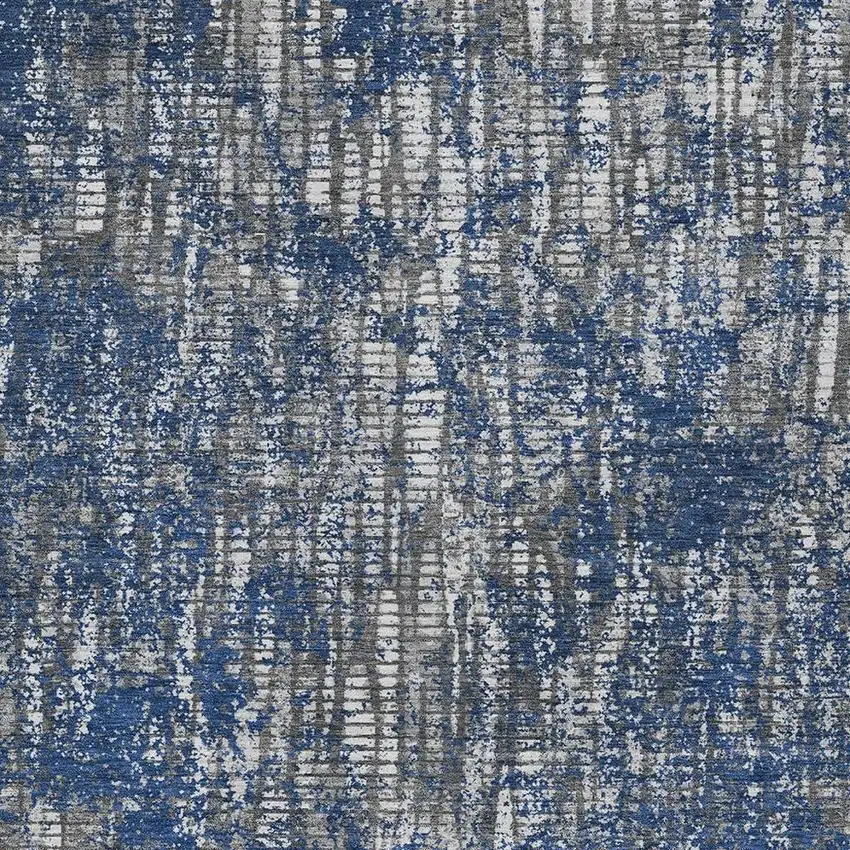 Navy Blue And Khaki Abstract Washable Indoor Outdoor Area Rug Photo 3