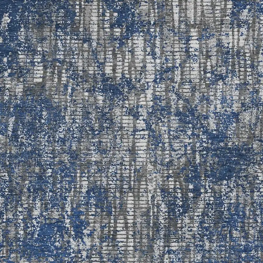 Navy Blue And Khaki Abstract Washable Indoor Outdoor Area Rug Photo 3