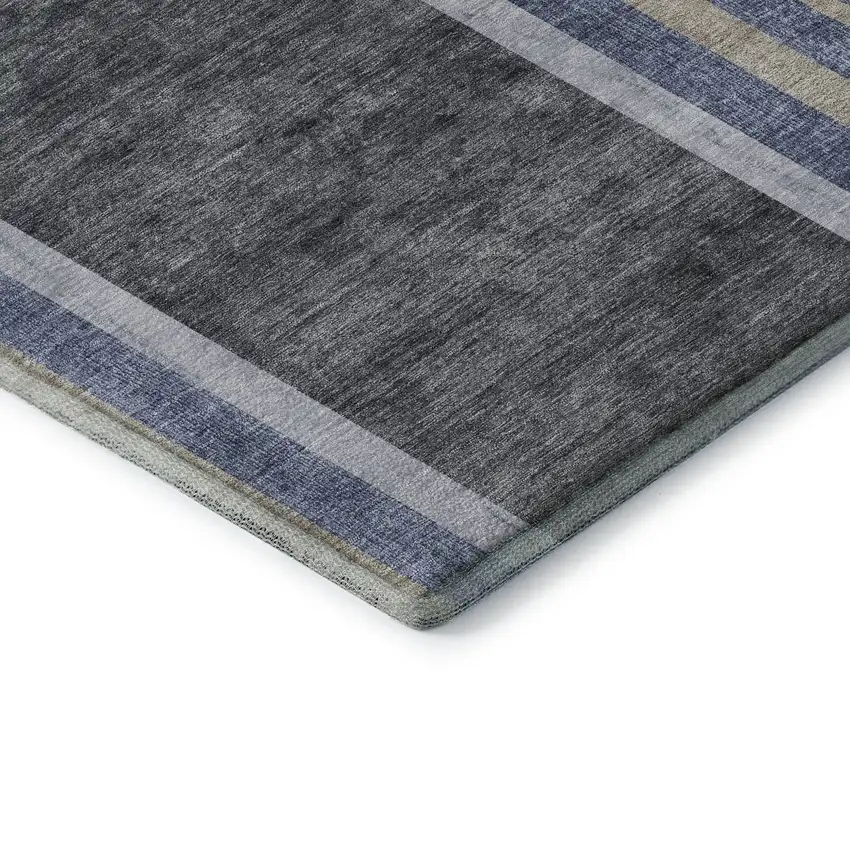 Navy Blue And Khaki Geometric Washable Area Rug With UV Protection Photo 8