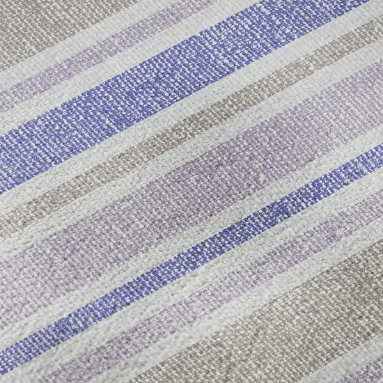 Navy Blue And Lavender Striped Washable Area Rug With UV Protection Photo 9