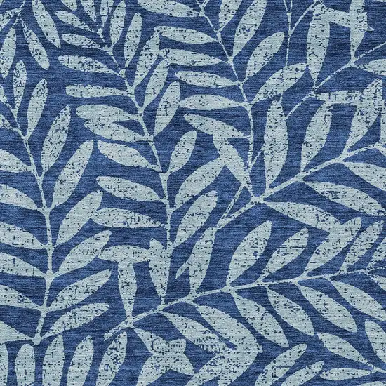 Navy Blue And Light Blue Floral Washable Indoor Outdoor Area Rug Photo 6