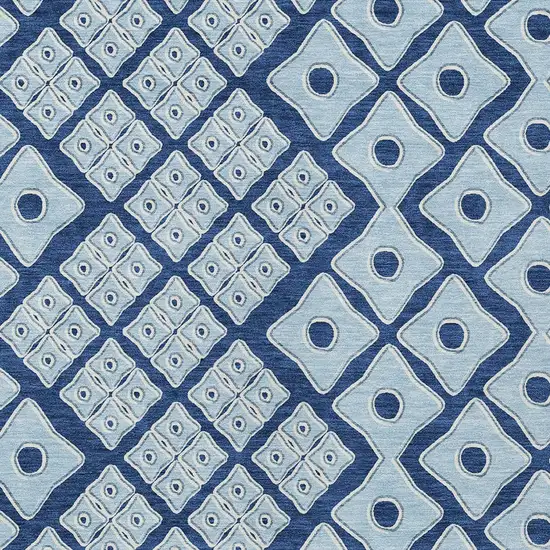 Navy Blue And Light Blue Geometric Washable Indoor Outdoor Area Rug Photo 6