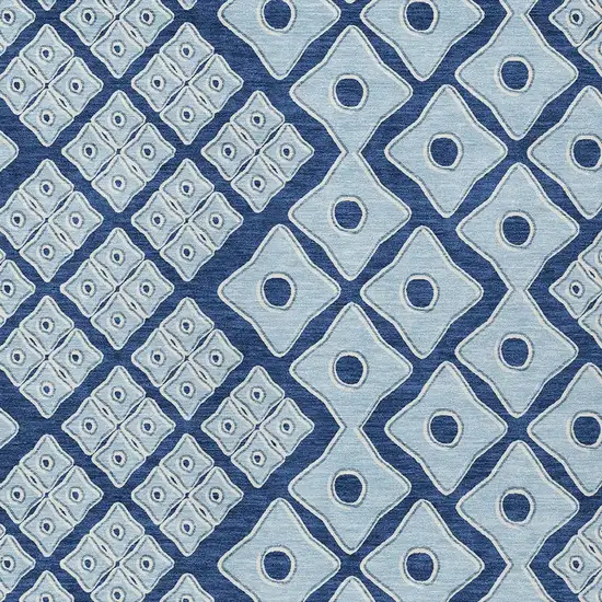 Navy Blue And Light Blue Geometric Washable Indoor Outdoor Area Rug Photo 6