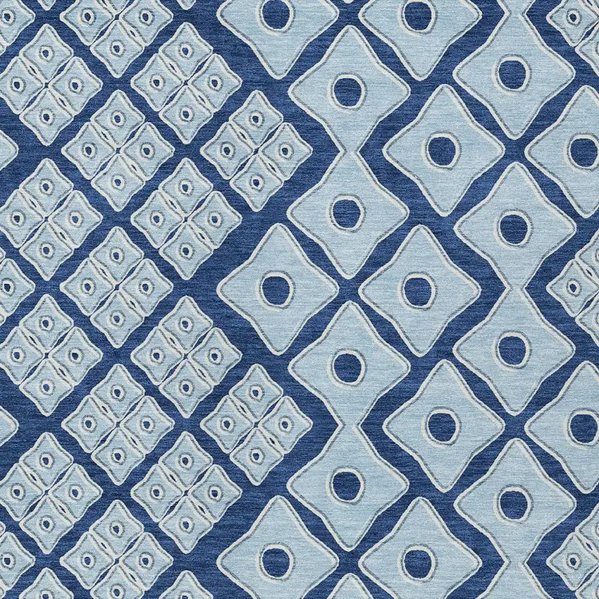 Navy Blue And Light Blue Geometric Washable Indoor Outdoor Area Rug Photo 6