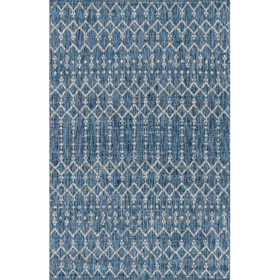 Navy Blue And Light Gray Trellis Indoor Outdoor Area Rug Photo 1