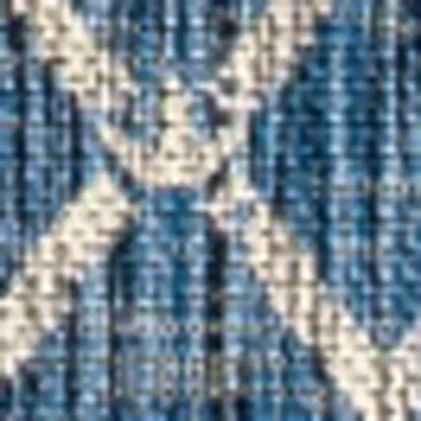 Navy Blue And Light Gray Trellis Indoor Outdoor Area Rug Photo 2