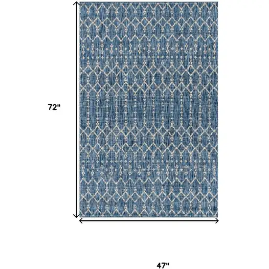 Navy Blue And Light Gray Trellis Indoor Outdoor Area Rug Photo 3