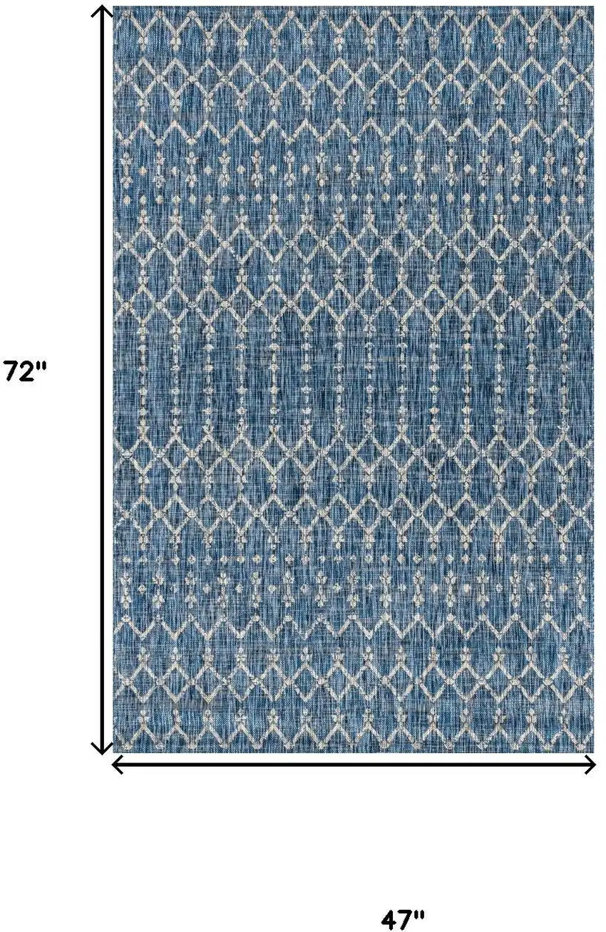 Navy Blue And Light Gray Trellis Indoor Outdoor Area Rug Photo 3