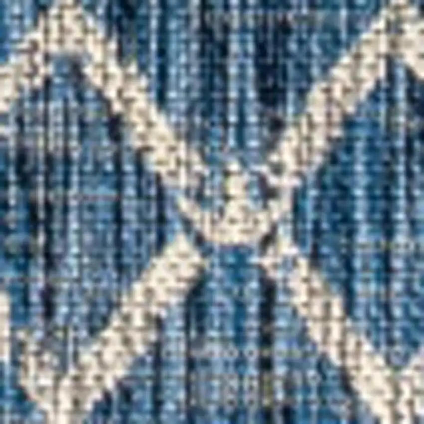Navy Blue And Light Gray Trellis Indoor Outdoor Area Rug Photo 2
