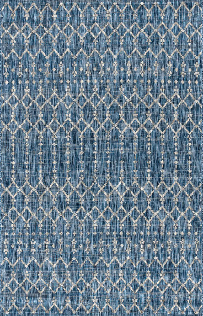 Navy Blue And Light Gray Trellis Indoor Outdoor Area Rug Photo 1