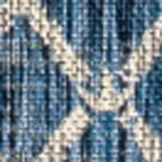 Navy Blue And Light Gray Trellis Indoor Outdoor Area Rug Photo 2