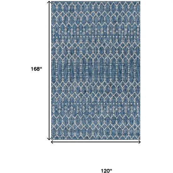 Navy Blue And Light Gray Trellis Indoor Outdoor Area Rug Photo 4