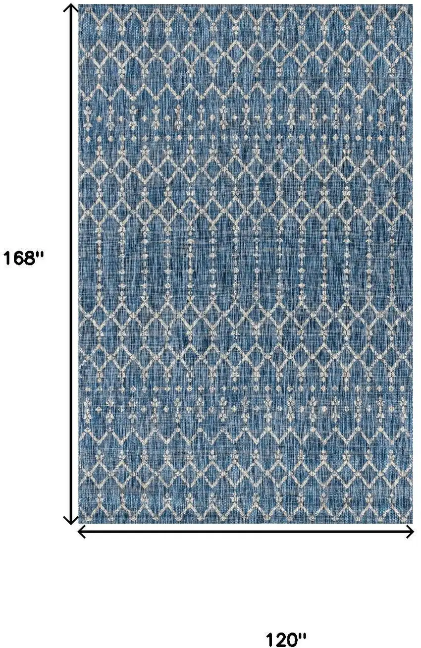 Navy Blue And Light Gray Trellis Indoor Outdoor Area Rug Photo 4
