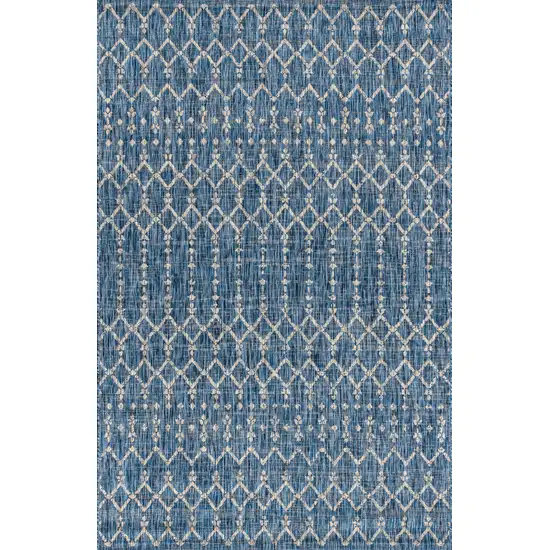 Navy Blue And Light Gray Trellis Indoor Outdoor Area Rug Photo 3