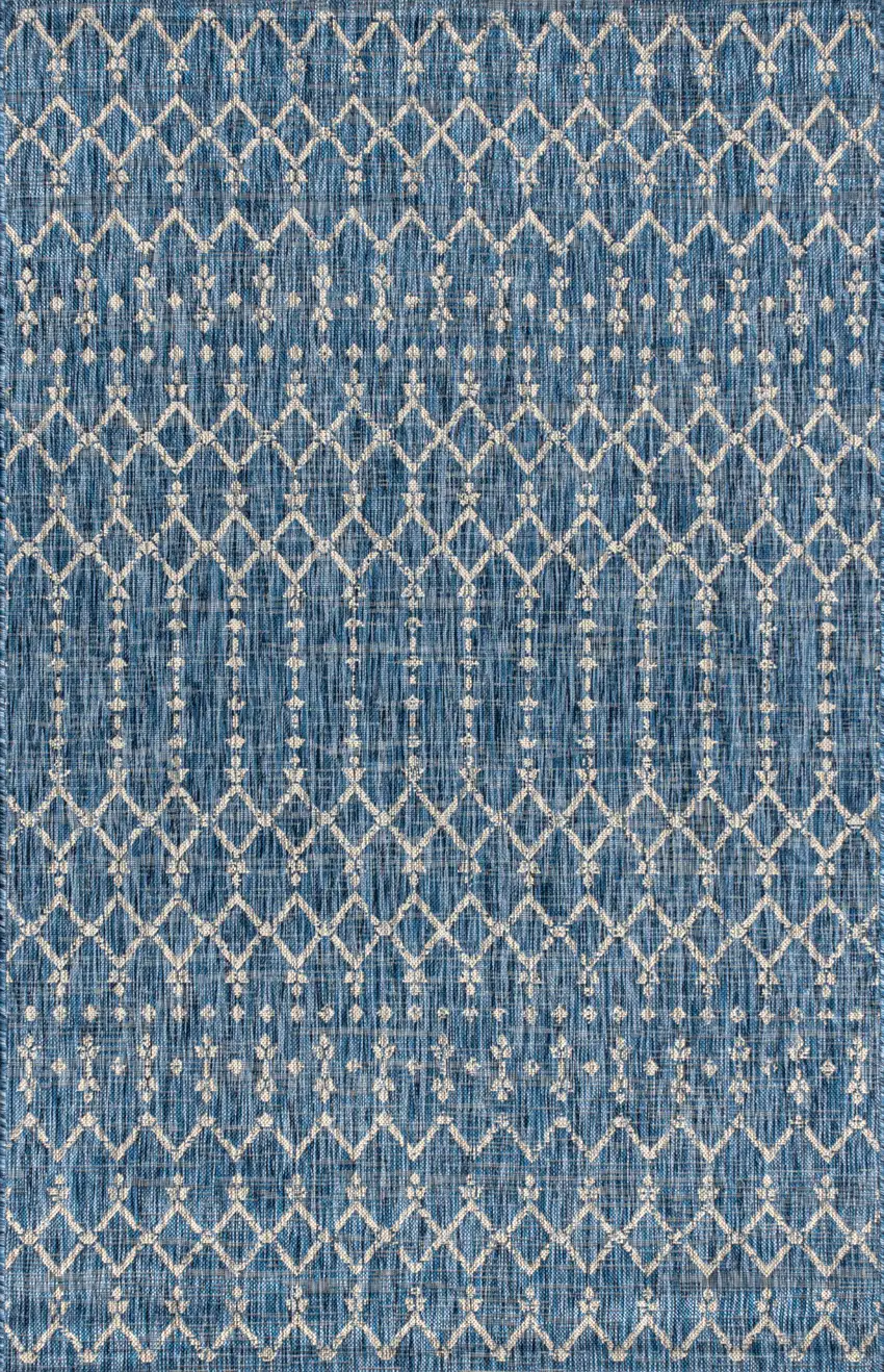 Navy Blue And Light Gray Trellis Indoor Outdoor Area Rug Photo 3
