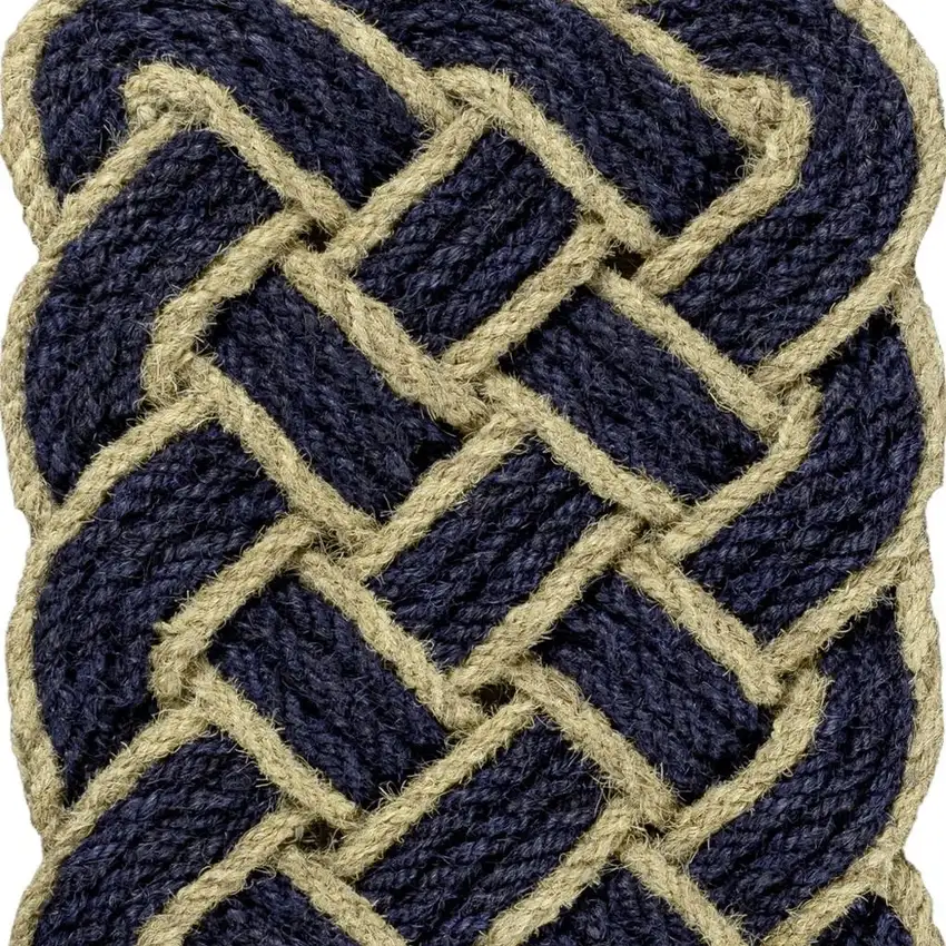 Navy Blue And Light Yellow Geometric Handmade Indoor Outdoor Area Rug Photo 2