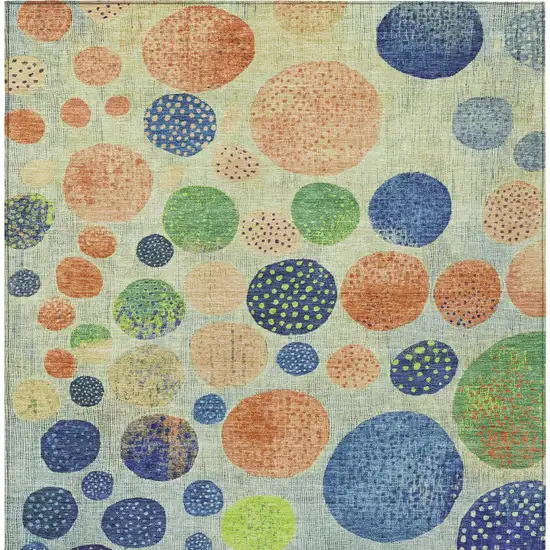 Navy Blue And Lime Green Geometric Washable Indoor Outdoor Area Rug Photo 8