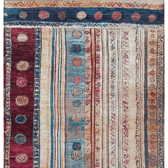 Navy Blue And Merlot Striped Washable Indoor Outdoor Area Rug Photo 4