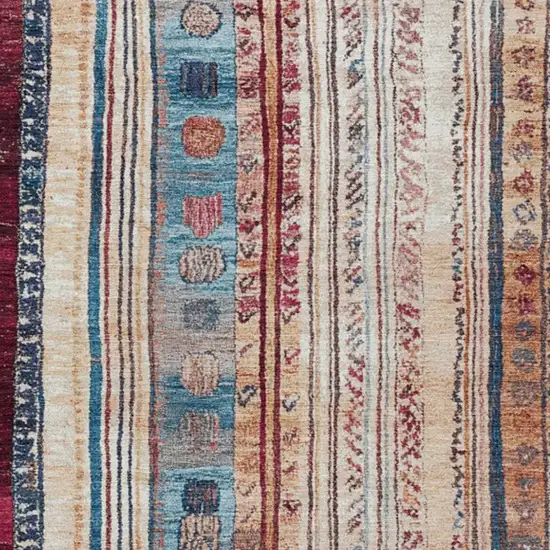 Navy Blue And Merlot Striped Washable Indoor Outdoor Area Rug Photo 3