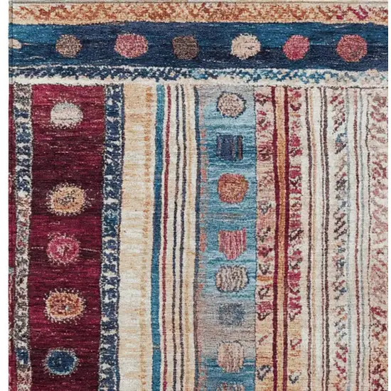 Navy Blue And Merlot Striped Washable Indoor Outdoor Area Rug Photo 4