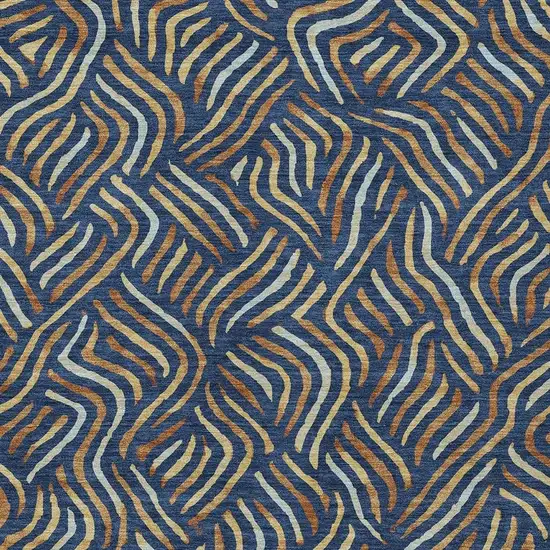 Navy Blue And Orange Abstract Washable Indoor Outdoor Area Rug Photo 2