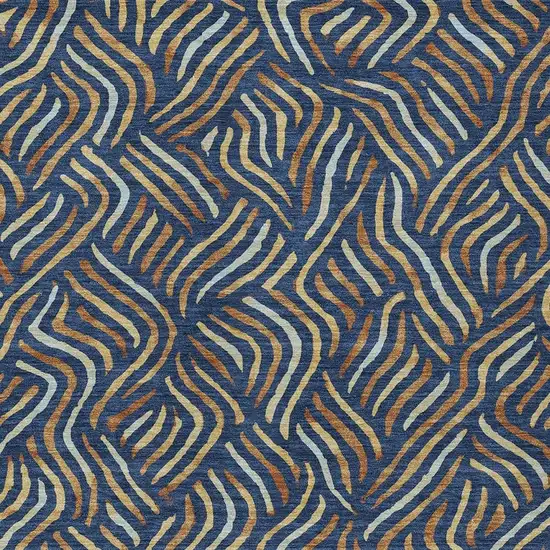 Navy Blue And Orange Abstract Washable Indoor Outdoor Area Rug Photo 2