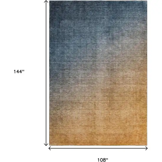 Navy Blue And Orange Ombre Washable Area Rug With UV Protection Photo 7