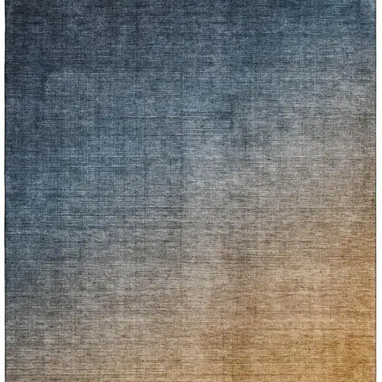 Navy Blue And Orange Ombre Washable Area Rug With UV Protection Photo 3