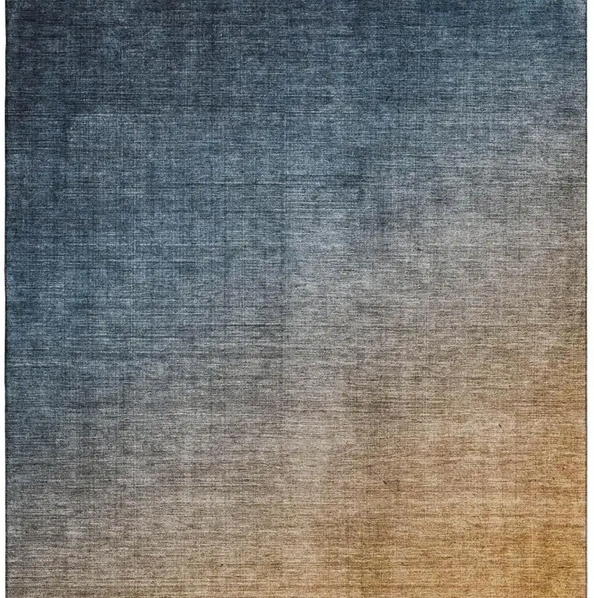Navy Blue And Orange Ombre Washable Area Rug With UV Protection Photo 3
