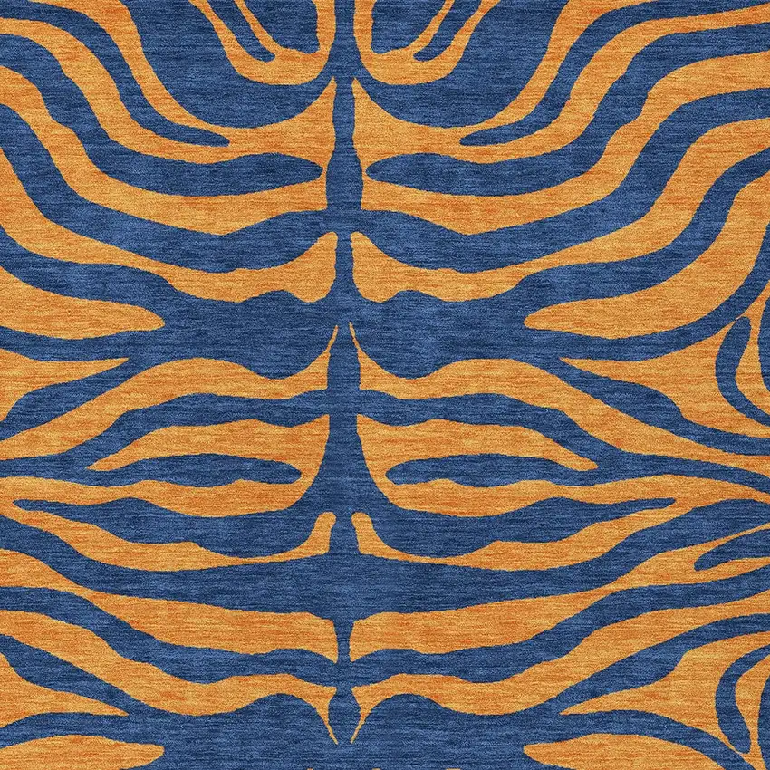 Navy Blue And Pink Animal Print Washable Indoor Outdoor Area Rug Photo 5