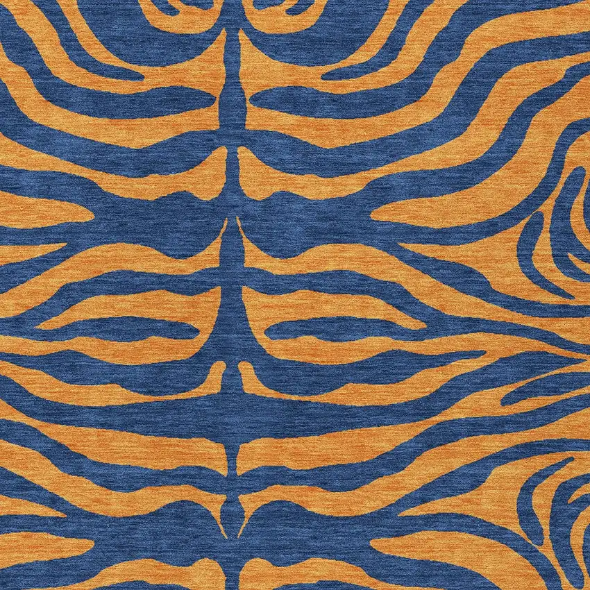 Navy Blue And Pink Animal Print Washable Indoor Outdoor Area Rug Photo 5