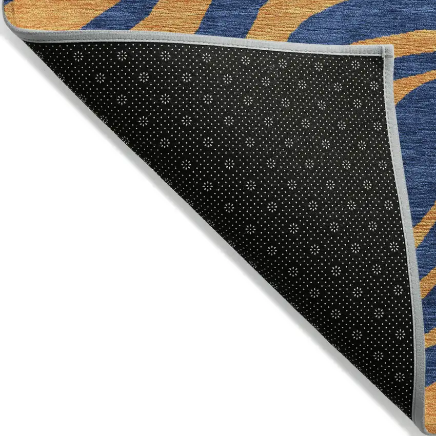 Navy Blue And Pink Animal Print Washable Indoor Outdoor Area Rug Photo 3