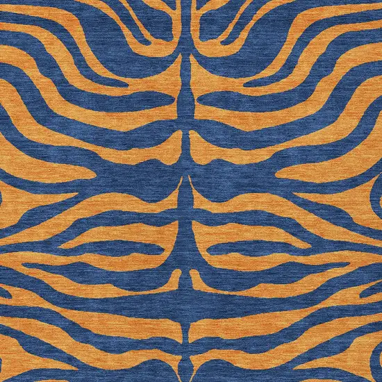 Navy Blue And Pink Animal Print Washable Indoor Outdoor Area Rug Photo 5