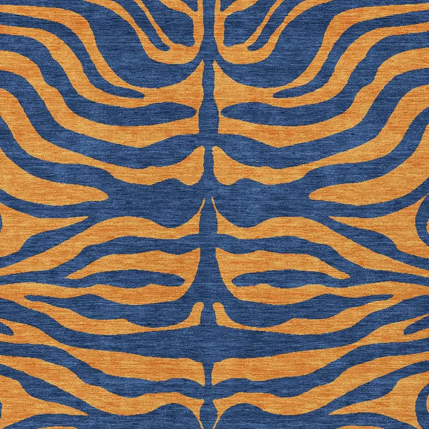 Navy Blue And Pink Animal Print Washable Indoor Outdoor Area Rug Photo 5