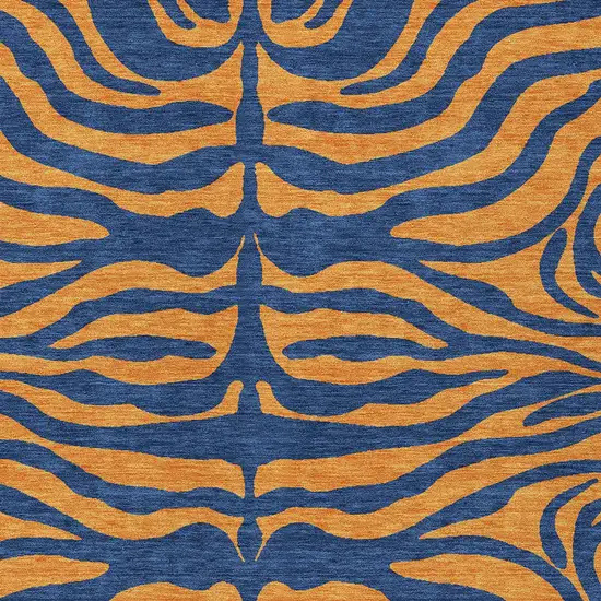 Navy Blue And Pink Animal Print Washable Indoor Outdoor Area Rug Photo 5