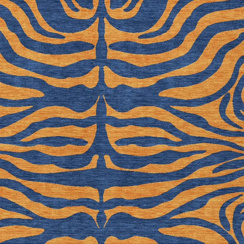 Navy Blue And Pink Animal Print Washable Indoor Outdoor Area Rug Photo 5