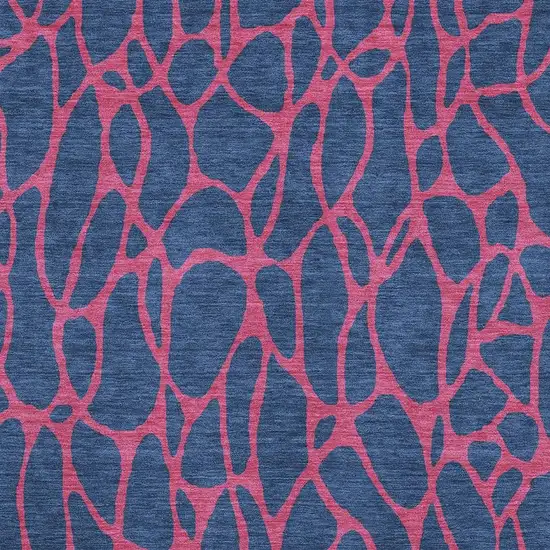 Navy Blue And Pink Geometric Washable Area Rug With UV Protection Photo 2