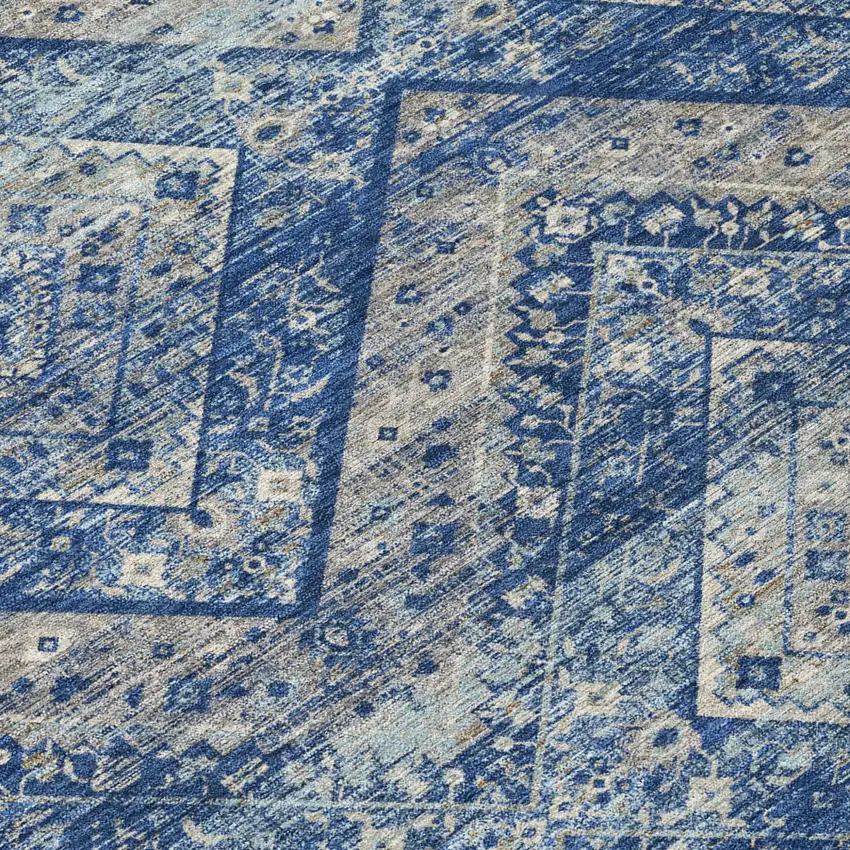 Navy Blue And Pink Tribal Washable Indoor Outdoor Area Rug Photo 6
