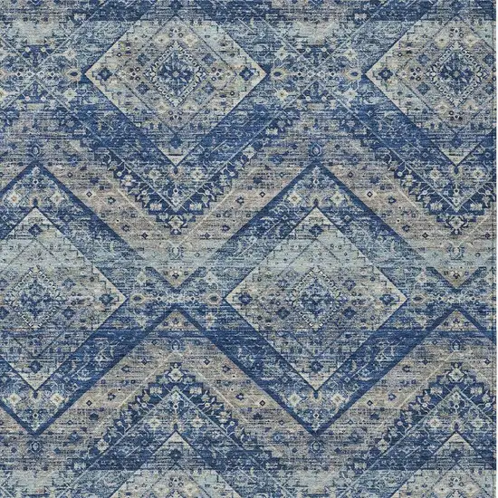 Navy Blue And Pink Tribal Washable Indoor Outdoor Area Rug Photo 3