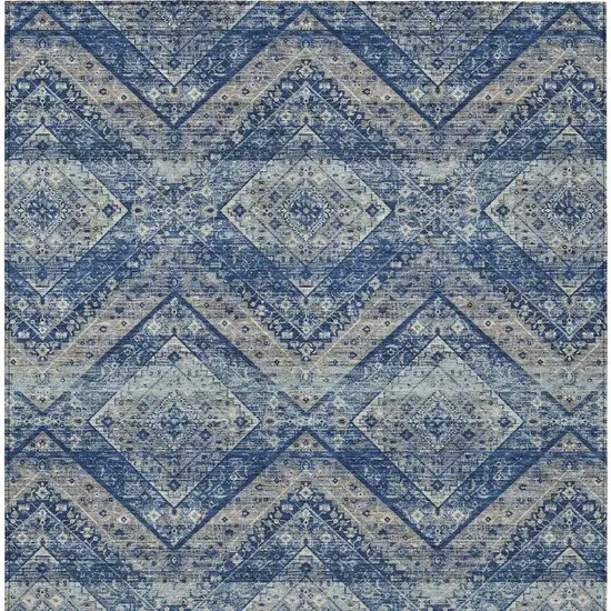 Navy Blue And Pink Tribal Washable Indoor Outdoor Area Rug Photo 4