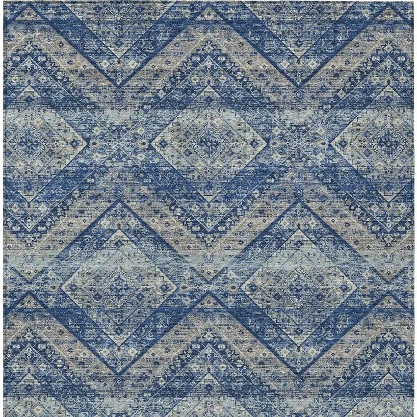 Navy Blue And Pink Tribal Washable Indoor Outdoor Area Rug Photo 4