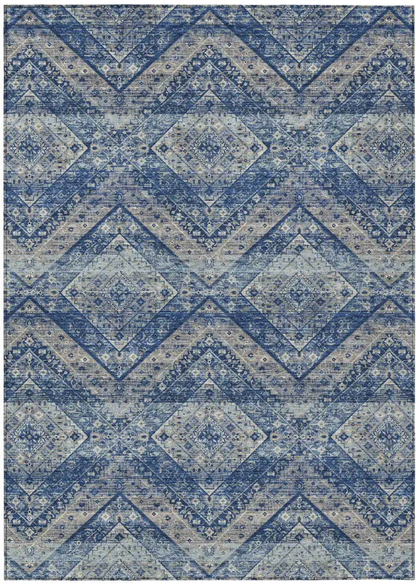 Navy Blue And Pink Tribal Washable Indoor Outdoor Area Rug Photo 2