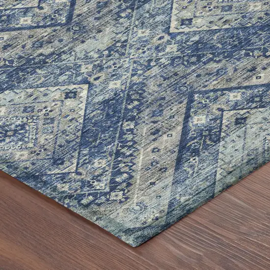 Navy Blue And Pink Tribal Washable Indoor Outdoor Area Rug Photo 5