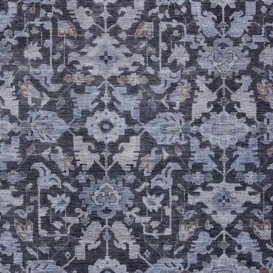 Navy Blue And Plum Floral Washable Indoor Outdoor Area Rug Photo 2