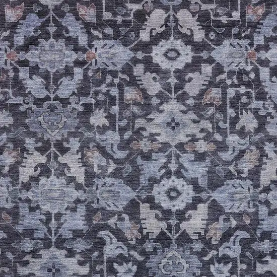 Navy Blue And Plum Floral Washable Indoor Outdoor Area Rug Photo 2