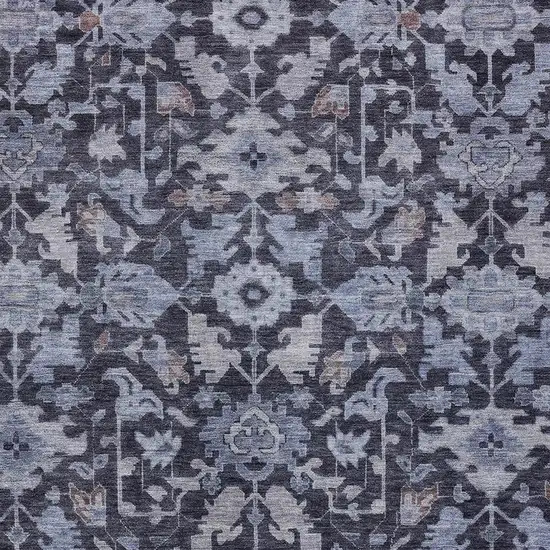 Navy Blue And Plum Floral Washable Indoor Outdoor Area Rug Photo 2