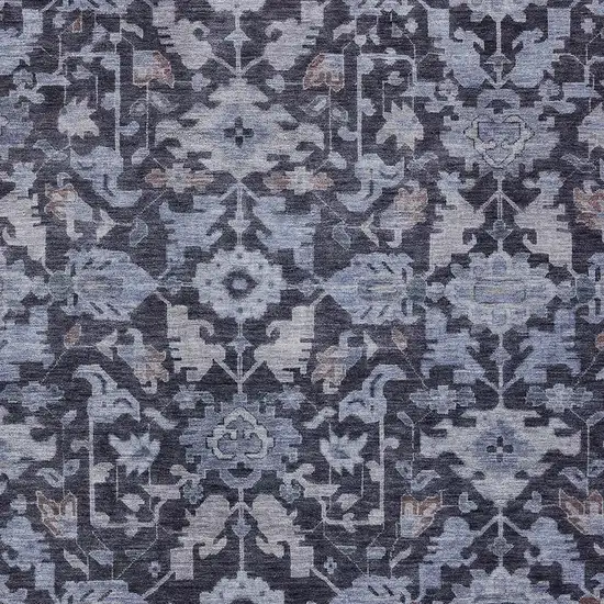 Navy Blue And Plum Floral Washable Indoor Outdoor Area Rug Photo 2