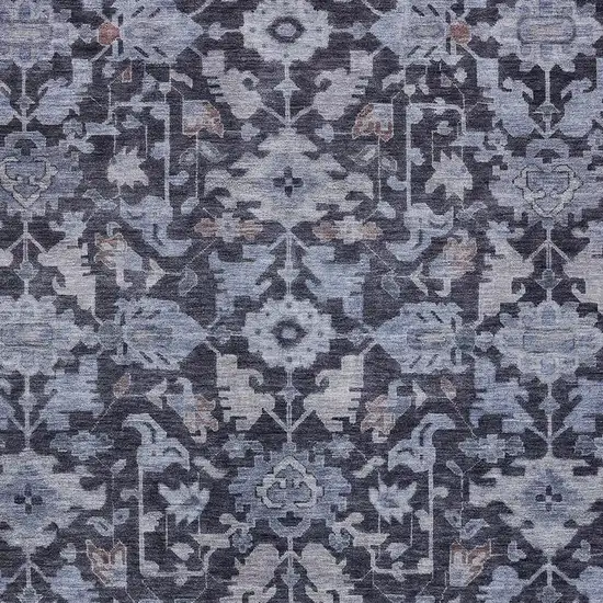 Navy Blue And Plum Floral Washable Indoor Outdoor Area Rug Photo 2