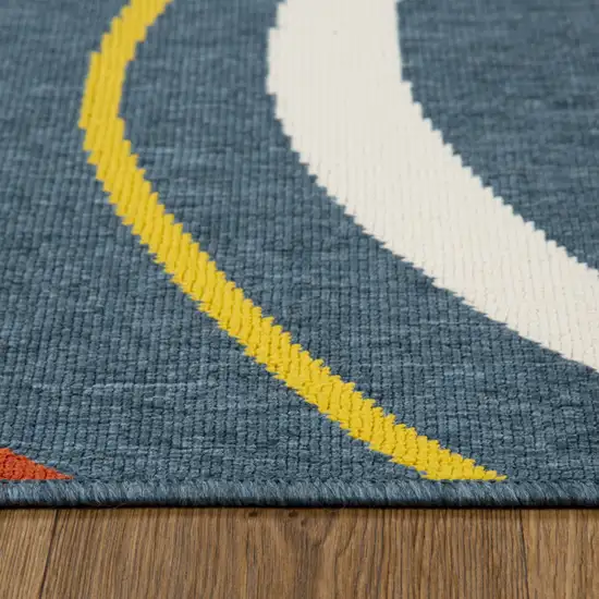 Navy Blue And Red Abstract Area Rug Photo 6