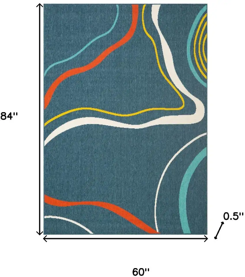 Navy Blue And Red Abstract Area Rug Photo 3